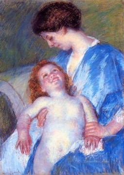 Baby Smiling up at Her Mother mothers children Mary Cassatt Oil Paintings